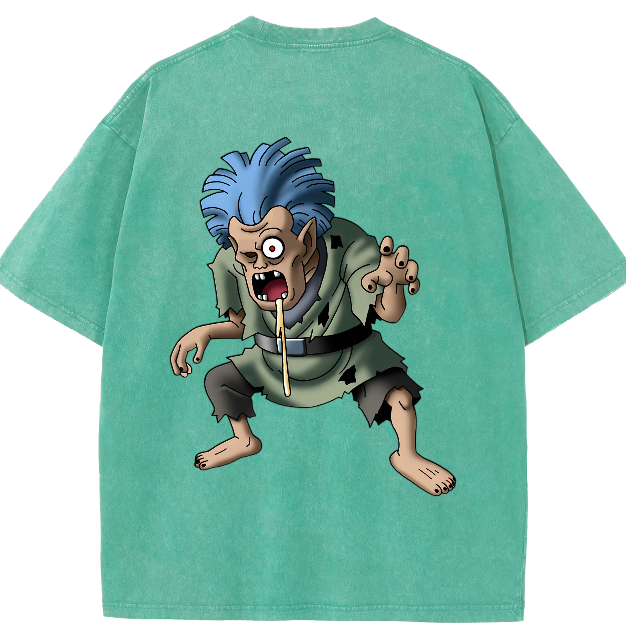 （画像用） ドラゴンクエスト Doragon Kuesuto Dragon Quest 綿100% ヴィンテージ風 半袖Tシャツ（背面プリント）
